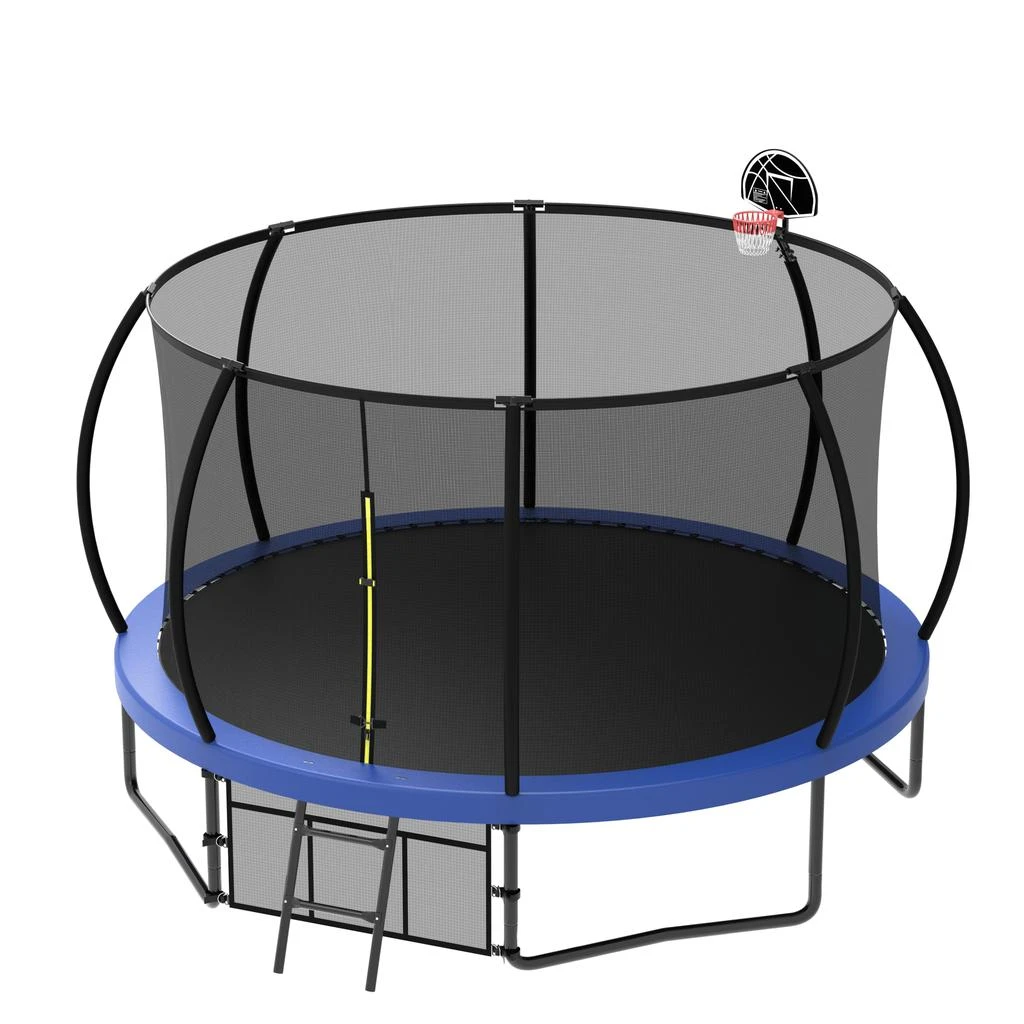 TRIPLE T 12FT Recreational Kids Trampoline with Safety Enclosure Net 
Ladder, Outdoor Recreational Trampolines 2