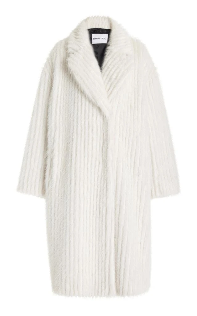 Stand Studio Stand Studio - Genevieve Ribbed Faux Fur Coat - White - FR 32 - Moda Operandi 1