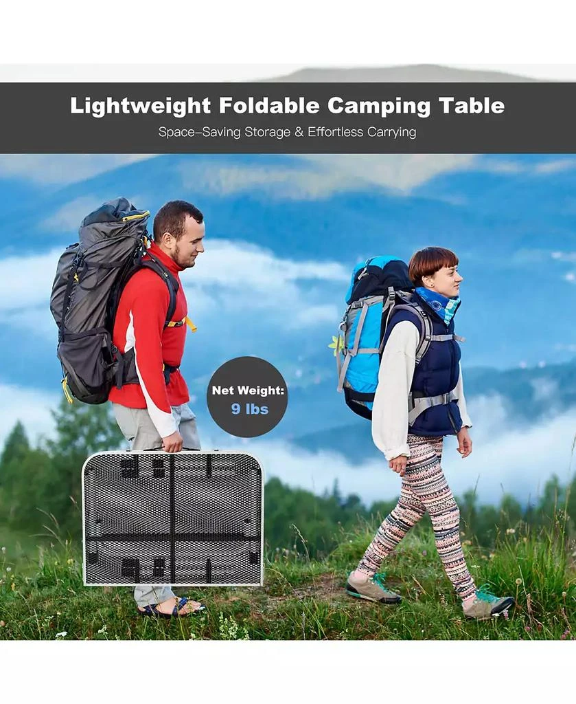 Gymax Folding Grill Table for Camping Lightweight Aluminum Metal Grill Stand Table 3