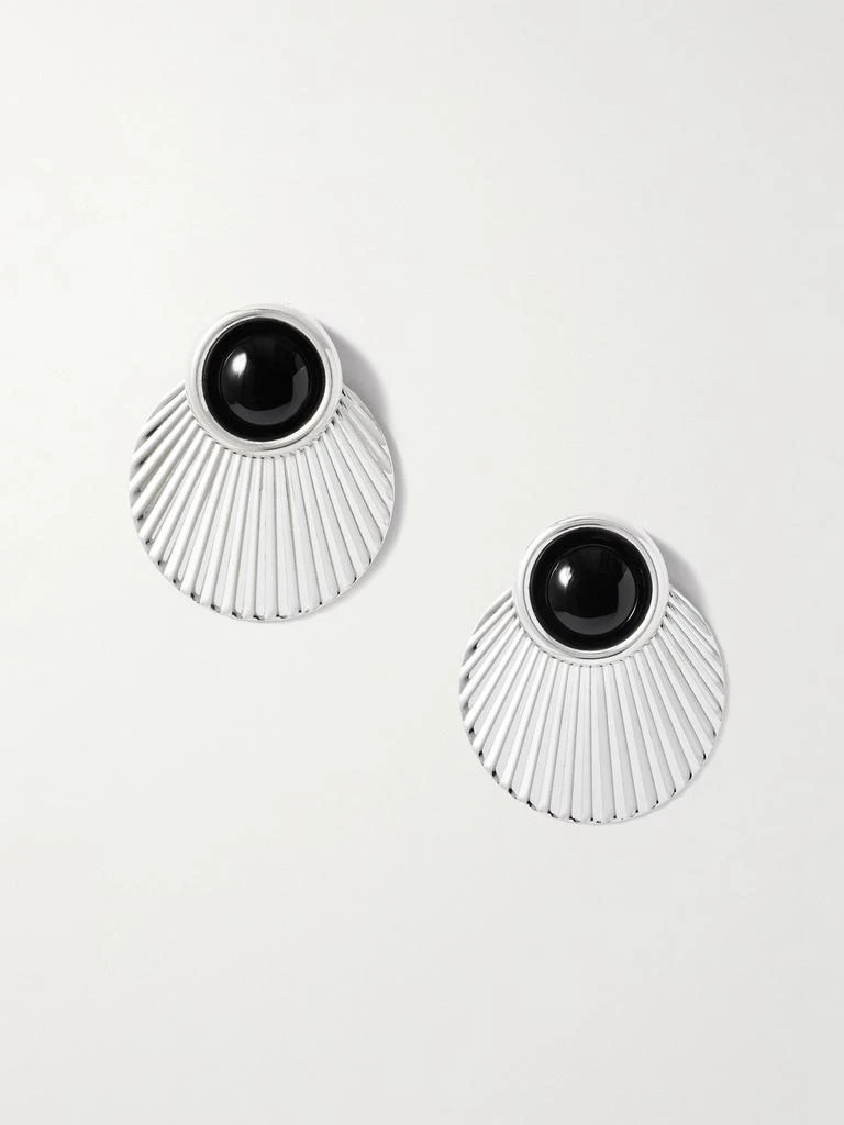 Jennifer Behr Argent Silver-tone Onyx Earrings