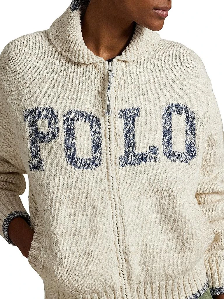 Ralph Lauren Logo Cotton-Knit Zip-Up Cardigan 6