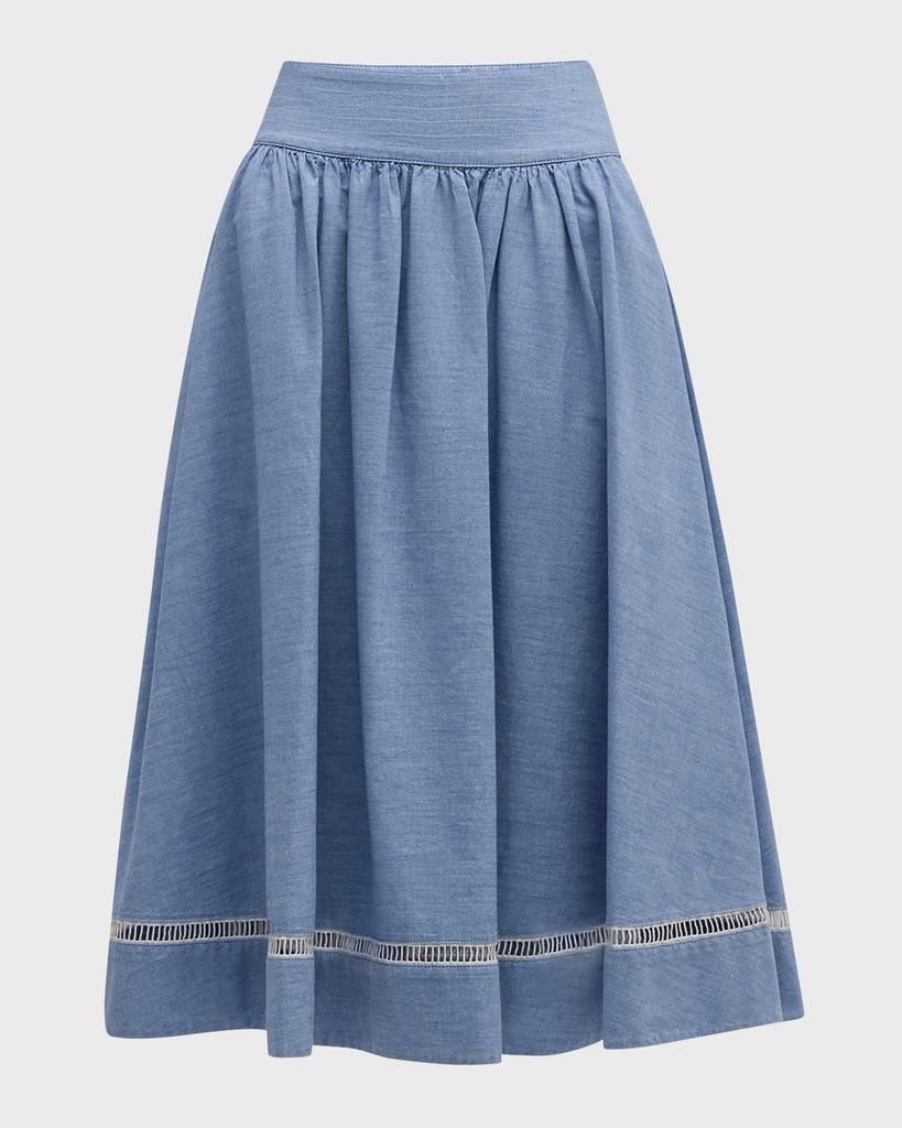 スカート CHLOE SKIRTS HAZY BLUE Chloé x High Summer Lattice Trimmed Midi Skirt - Dresses