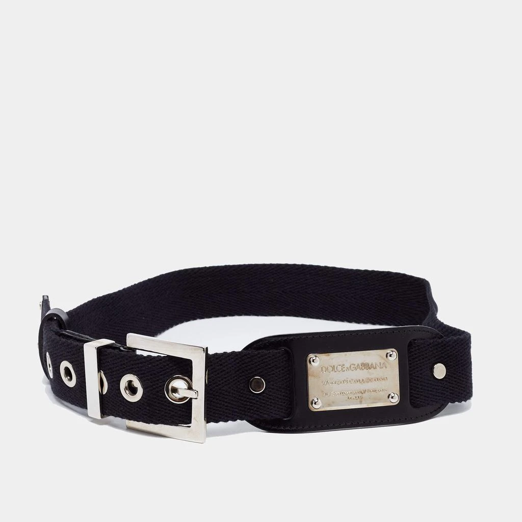 Dolce & Gabbana Dolce & Gabbana Black Canvas and Leather Logo Plaque Belt 1