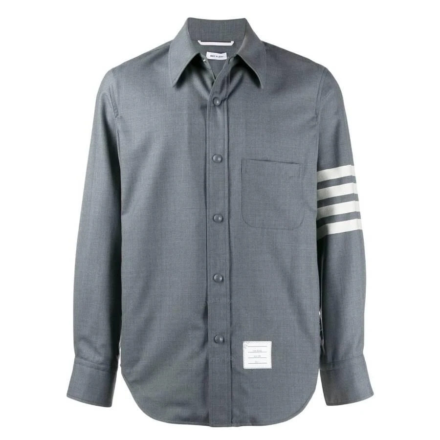 Thom Browne Medium Grey 4-Bar Wool Shirt Jacket