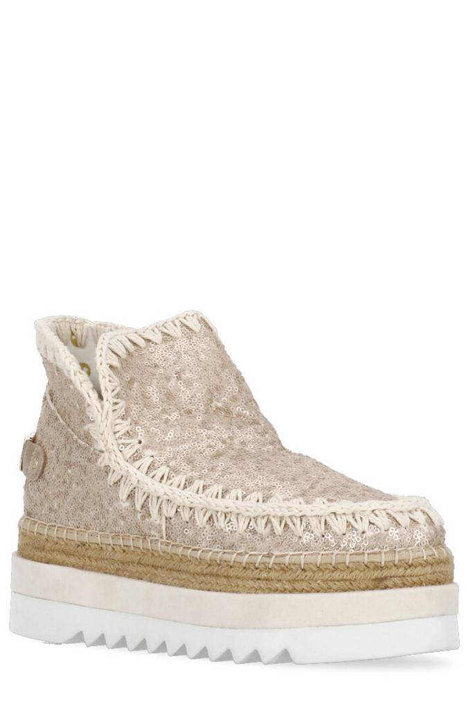 Mou Mou Sequin-Embellished Round Toe Sneakers