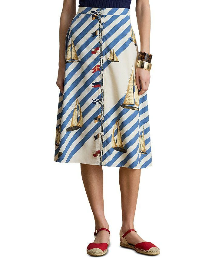 Ralph Lauren Button Front Crepe Skirt