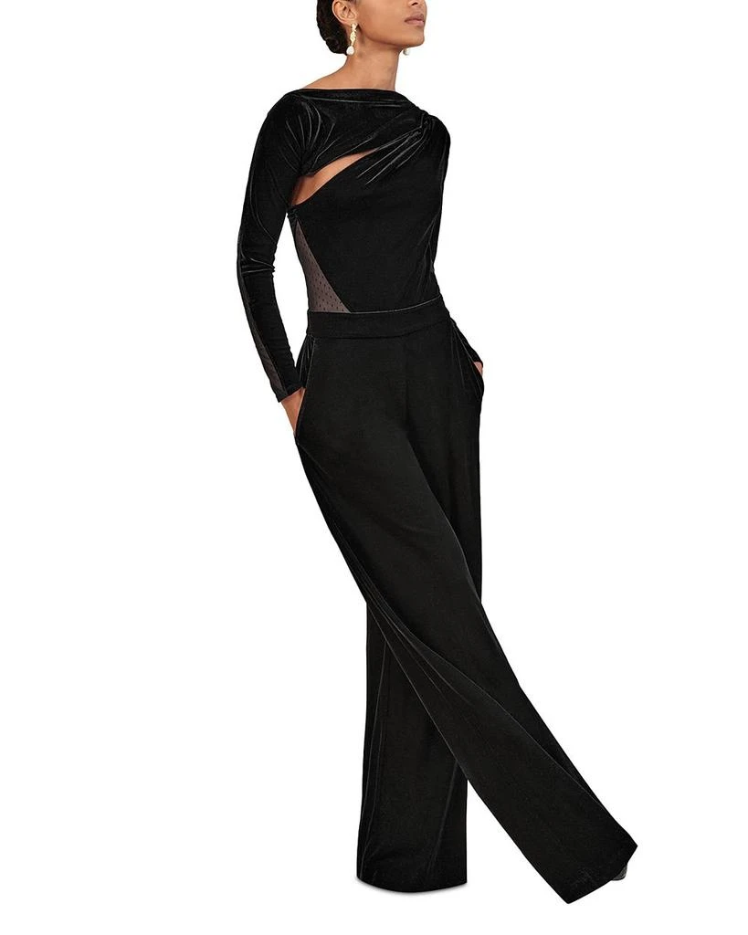 REISS Karoli Long Sleeved Velvet Jumpsuit 1