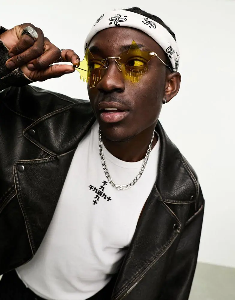 ASOS DESIGN ASOS DESIGN star fashion sunglasses with yellow lens in gold