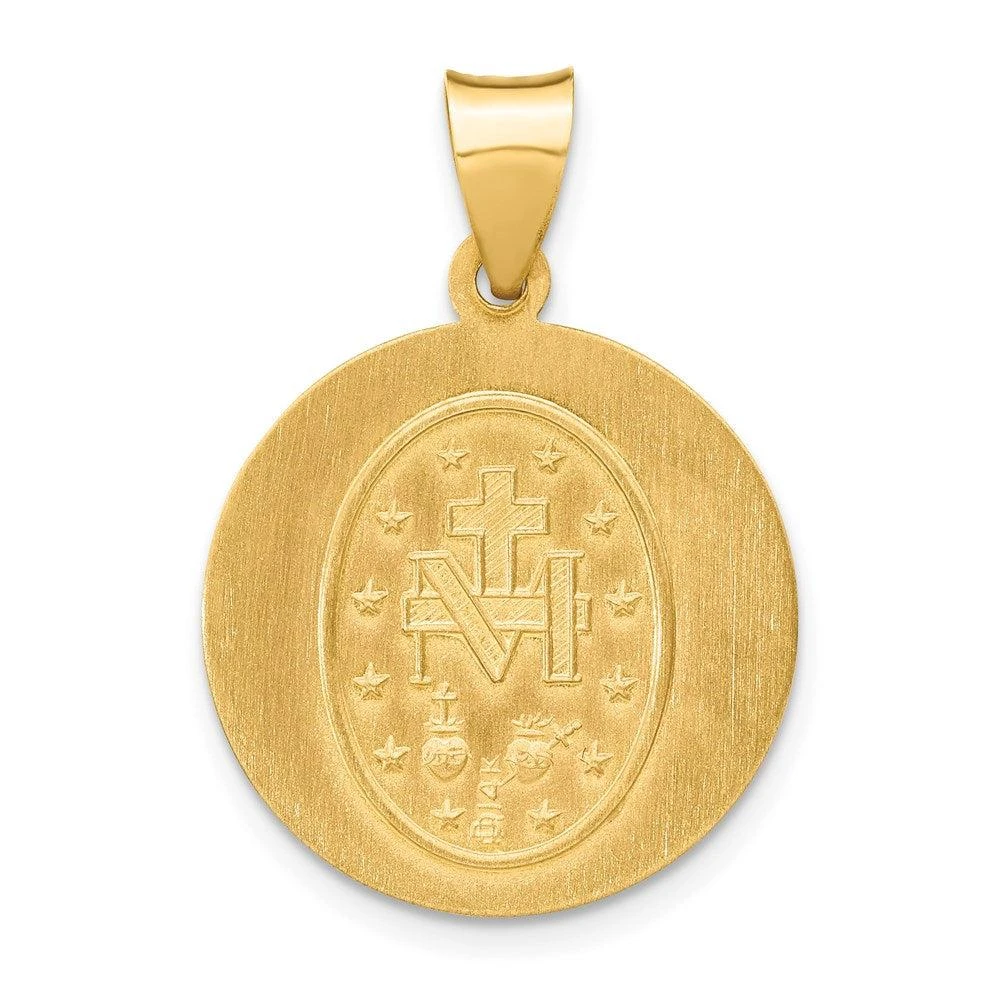 Diamond2Deal 14k Yellow Gold Polished and Satin Miraculous Medal Hollow Pendant 3