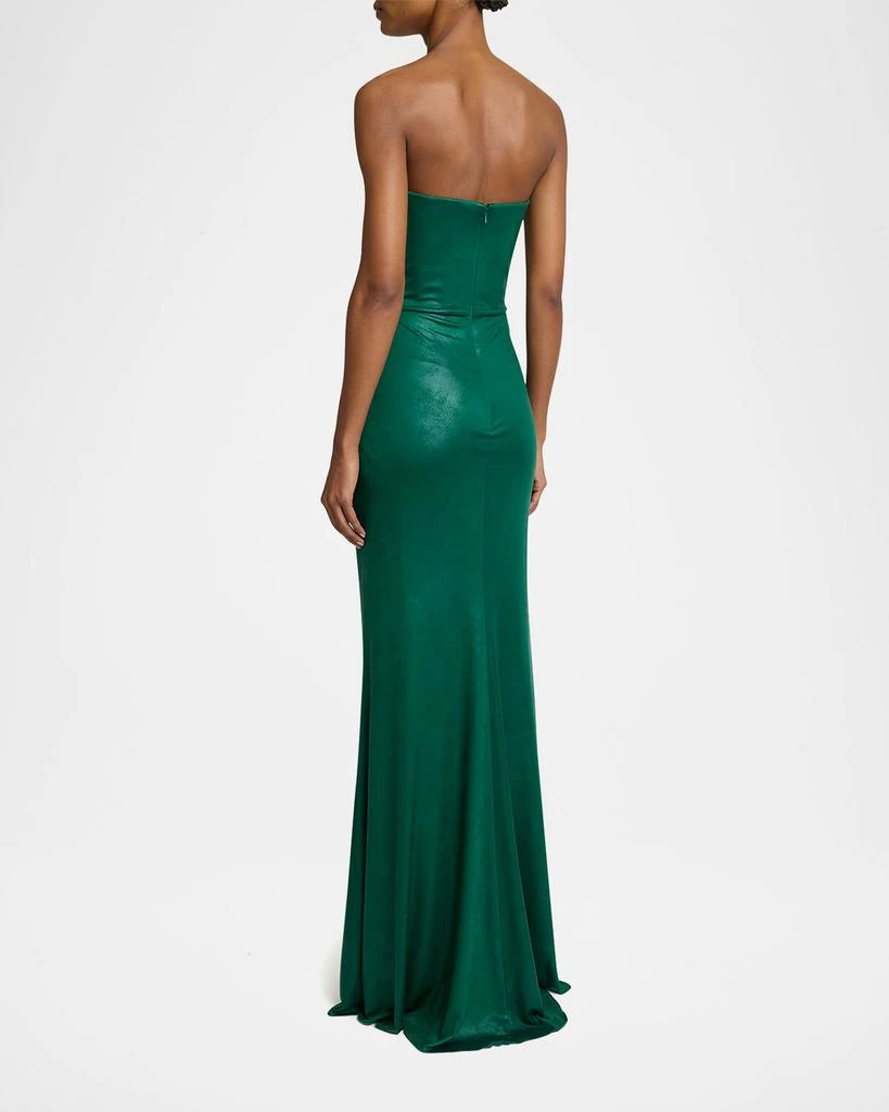 Elie Saab Strapless Ruched Coated Jersey Gown 3