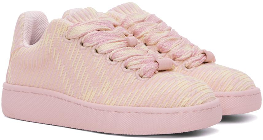 Burberry Pink Check Knit Box Sneakers - Casual Shoes