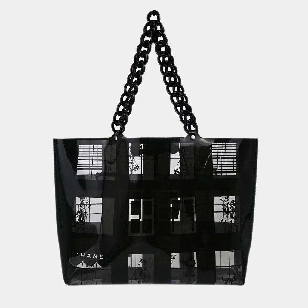 Chanel Chanel Black Vinyl Window Tote Handbag 1
