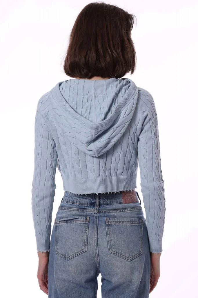 Minnie Rose Minnie Rose - Cotton Cropped Frayed Cable Hoodie 4