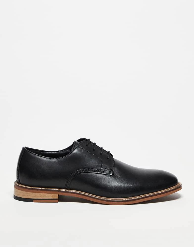 ASOS ASOS DESIGN derby lace up shoes in black leather 1