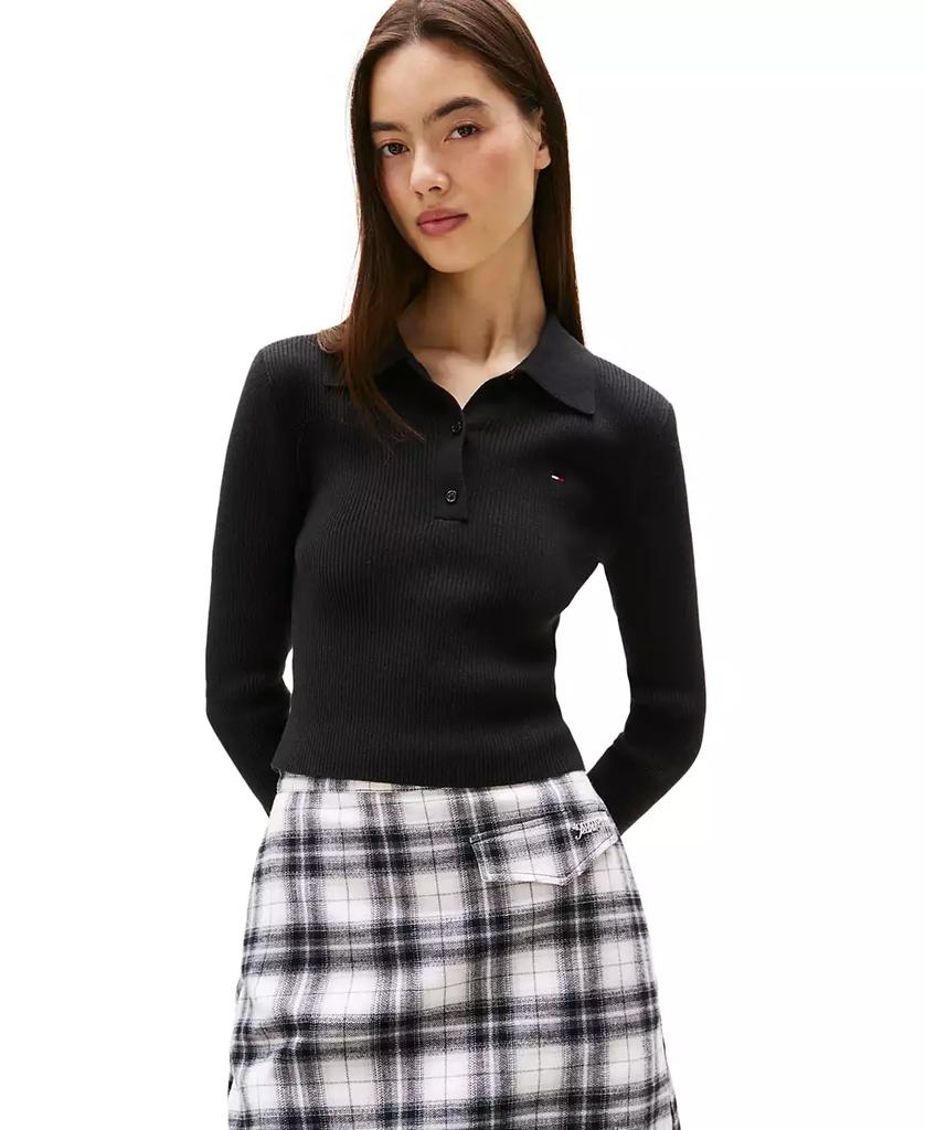Tommy Jeans Women's Essential Polo Long-Sleeve Cotton Sweater