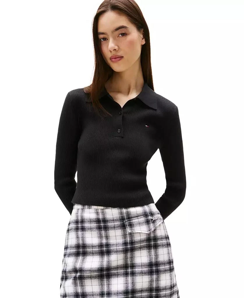 Tommy Jeans Women's Essential Polo Long-Sleeve Cotton Sweater 1