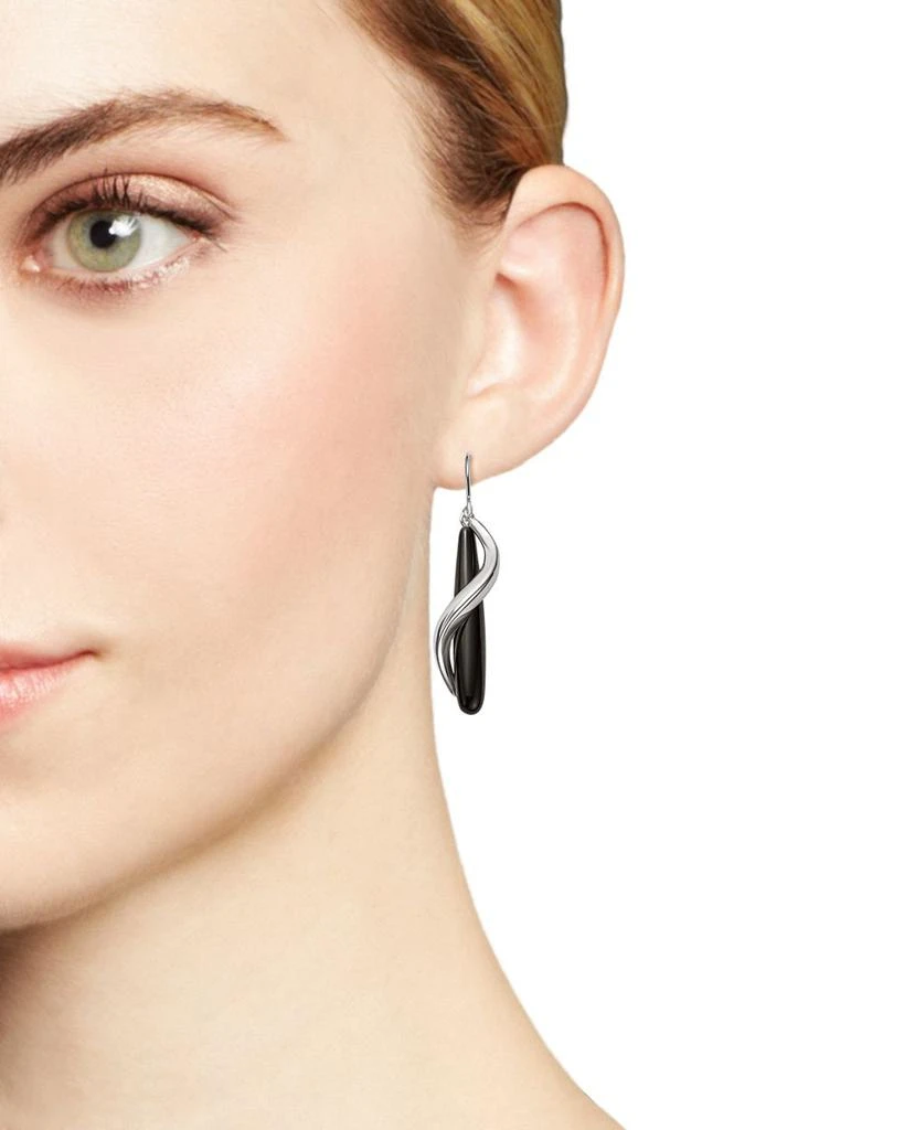 Bloomingdale's Onyx Spiral Drop Earrings in Sterling Silver 2