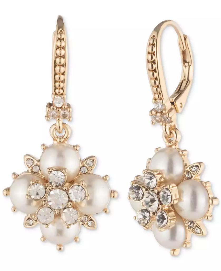 MARCHESA Gold-Tone Crystal & Imitation Pearl Drop Earrings