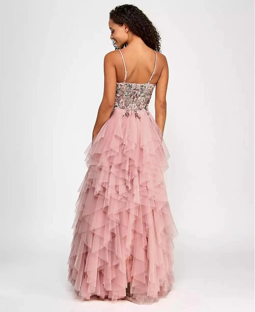 City Studios Juniors' Embroidered Sequined Ruffled Ball Gown, Created for Macy's 2