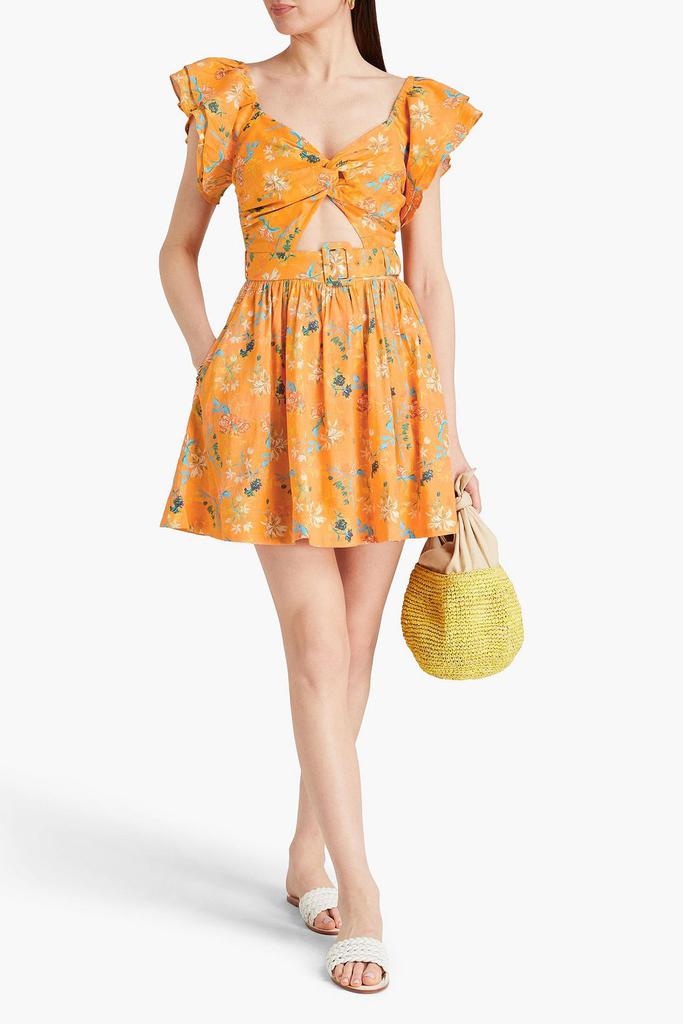 Solid & Striped The Renata cutout floral-print linen-blend mini dress