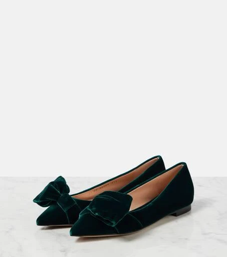 Gianvito Rossi Bow-detail velvet ballet flats 4