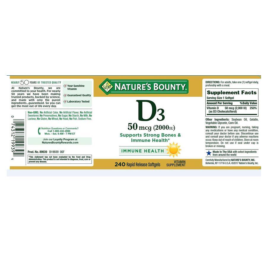Nature's Bounty Vitamin D3-2000 IU, Softgels