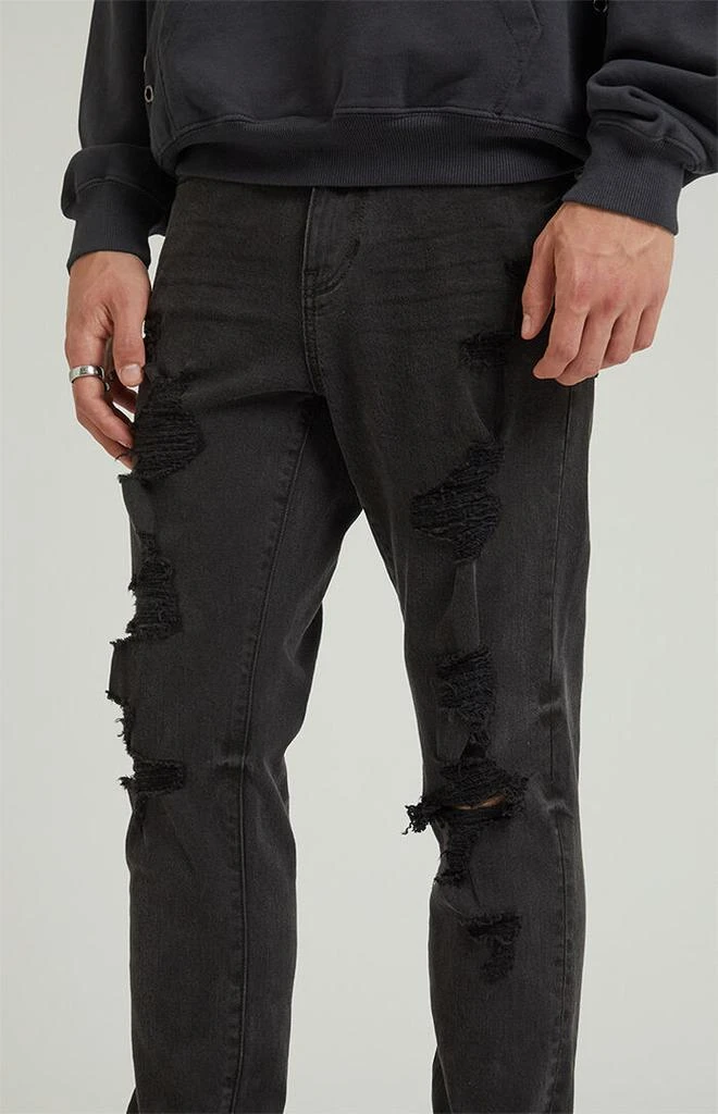PacSun Stacked Skinny Black Destroyed Jeans 5