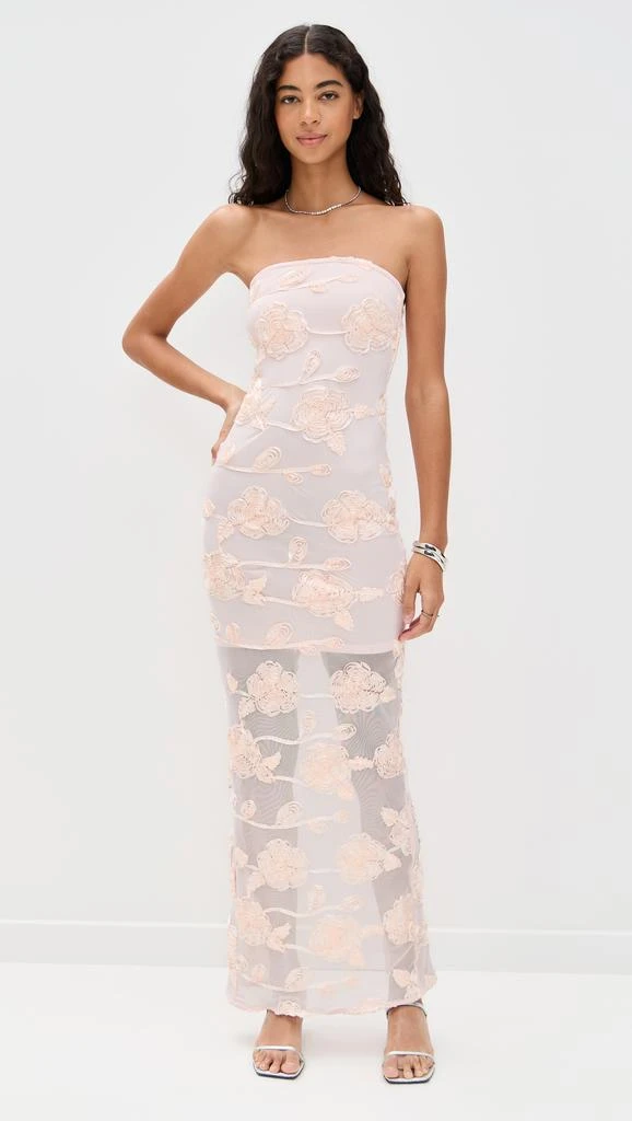 ROTATE Birger Christensen Flower Mesh Tube Dress 2