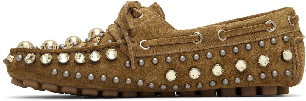 Valentino Brown Mixed Studs Boat Shoes 3