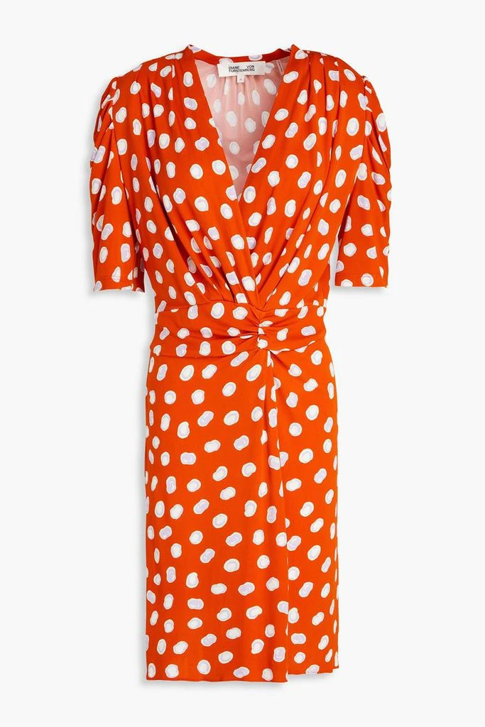 Diane von Furstenberg Duncan ruched printed jersey mini dress 1
