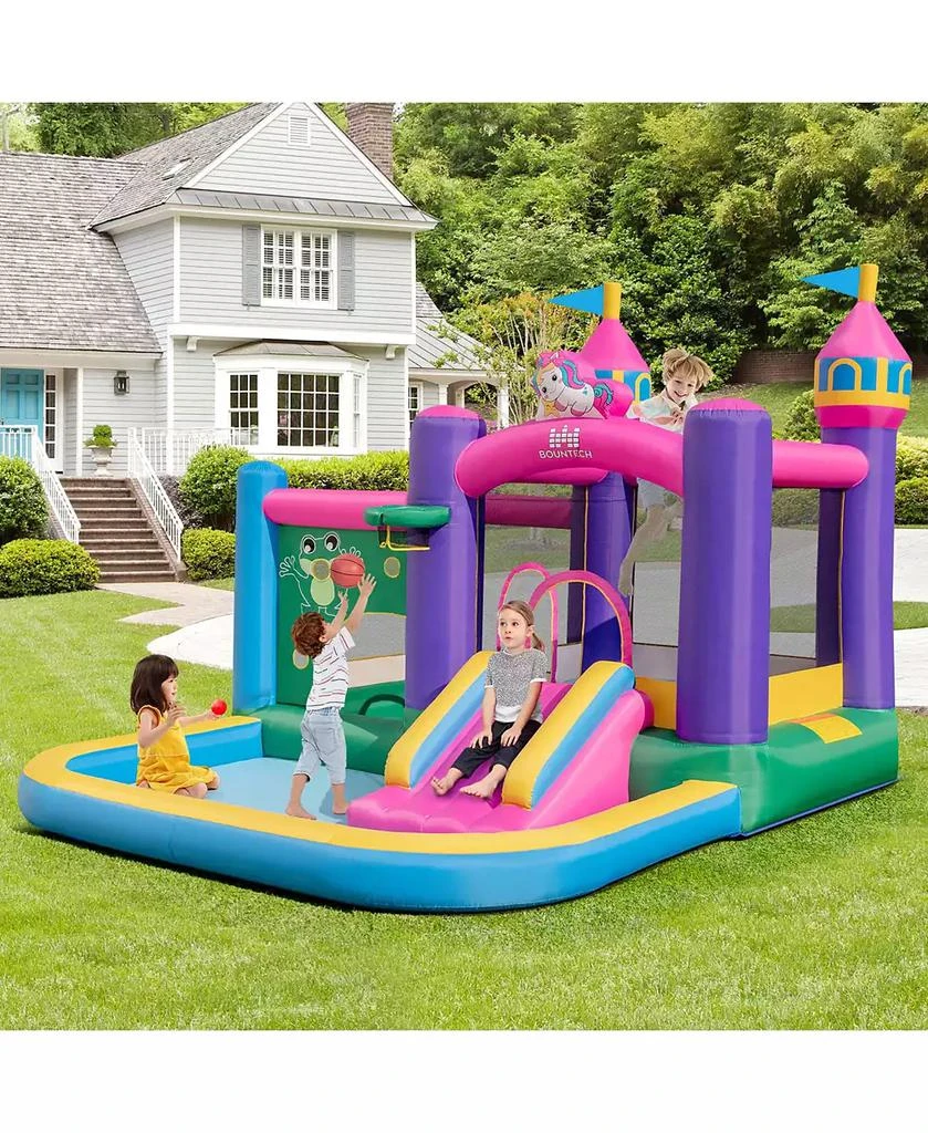 Costway 6-in-1 Kids Inflatable Bounce House with Slide Jumping Area Ball Pit Pools Castle without Blower 6