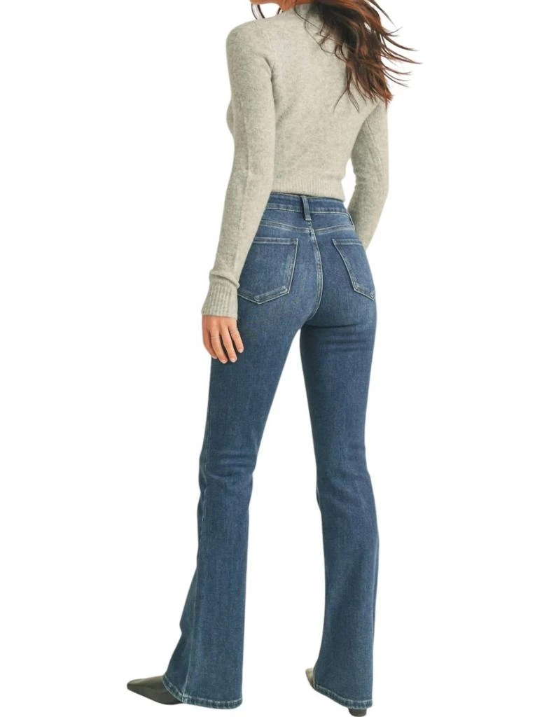 JBD. High Rise Skinny Flare Jeans In Dark Wash Denim 2