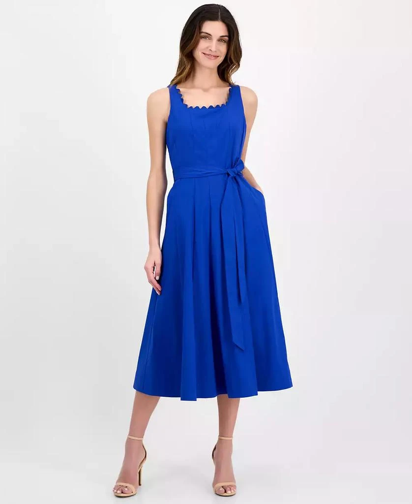 Anne Klein Women's Tie-Waist Seamed Fit & Flare Midi Dress 1