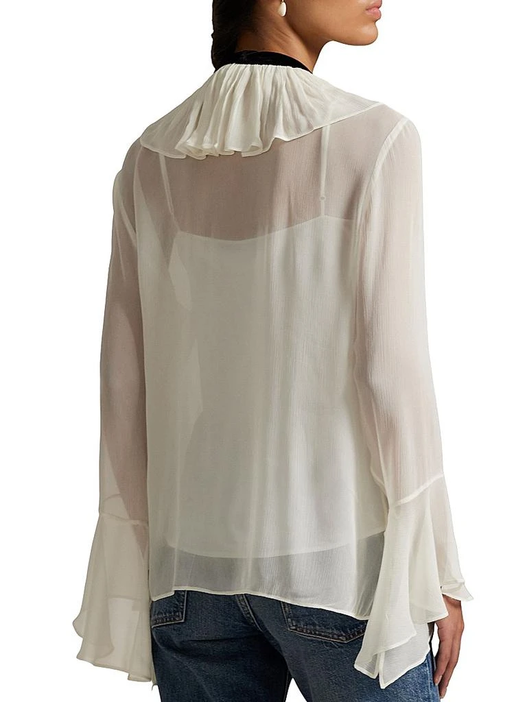 Ralph Lauren Crinkled Georgette Tieneck Blouse 4
