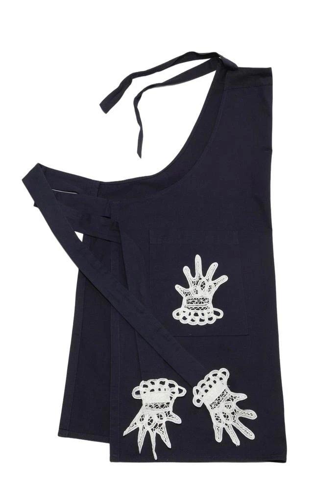 Gohar World Gohar World - Full Hands Lace-Embroidered Apron - Navy - Moda Operandi 1