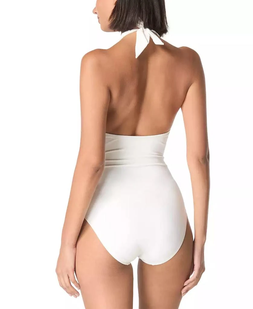 Carmen Marc Valvo Women's Beaded Plunging-Neck Swimsuit 2