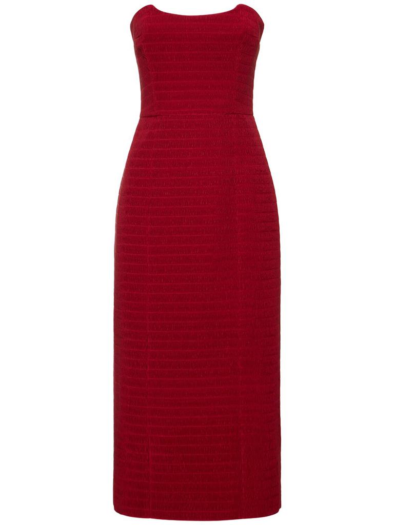 Emilia Wickstead Ryder Strapless Tweed Midi Dress