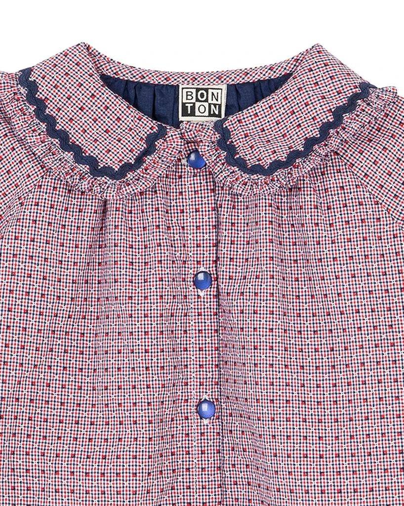预计3周后发货 Bonton Robe Mini Heidi Bleue Bébé En Chambray À Carreaux 3