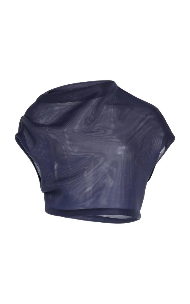 Brandon Maxwell Brandon Maxwell - The Helene Cowl-Neck Draped Crop Top - Navy - US 4 - Moda Operandi 1