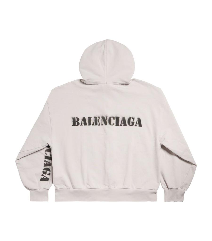 Balenciaga Stencil Logo Zip-Up Hoodie - Hoodies - BeyondStyle