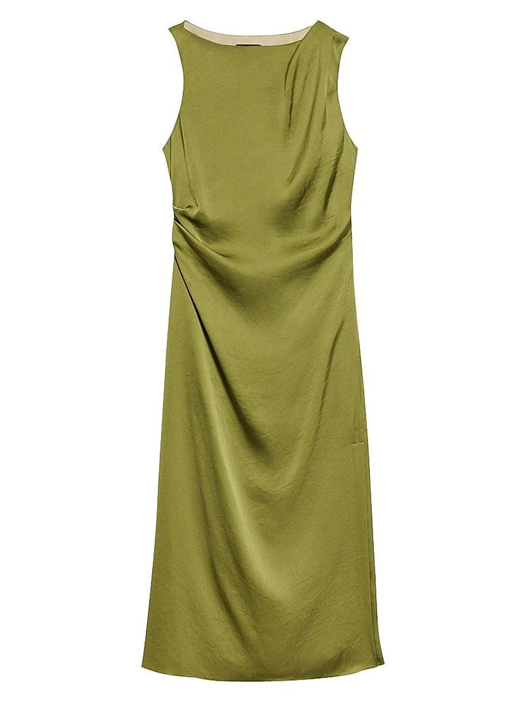 Theory Crushed Satin Shoulder Drape Midi-Dress