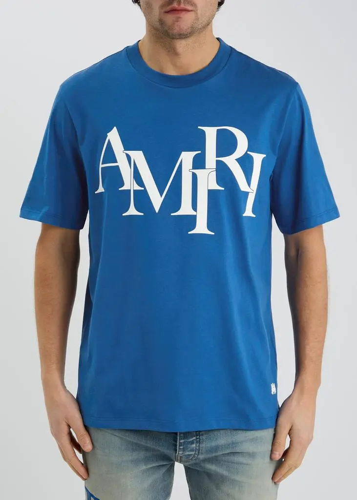 AMIRI Staggered logo cotton T-shirt  2