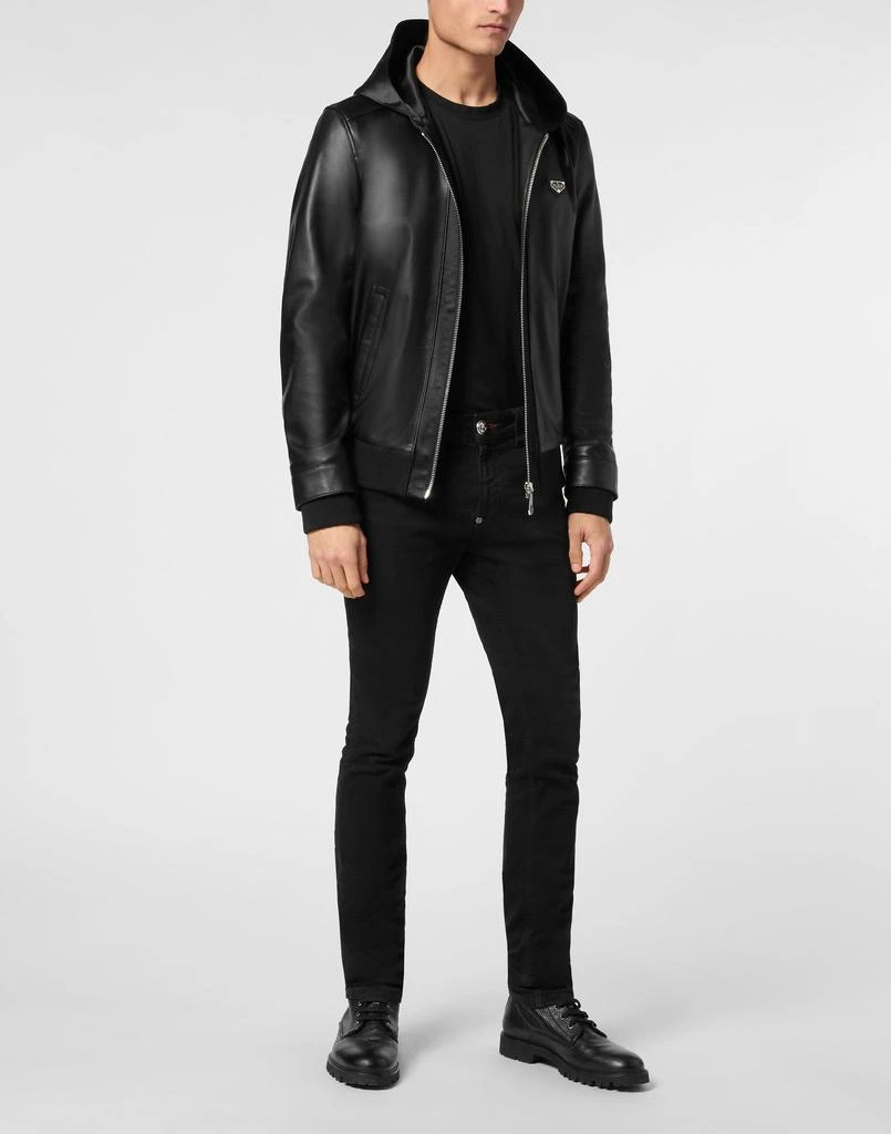 Philipp Plein Nappa Leather Hooded Bomber Jacket 2