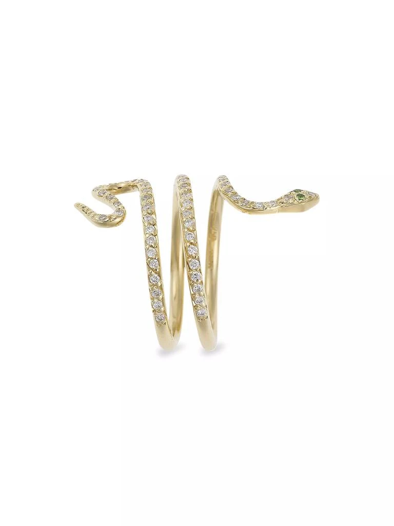 Ileana Makri 18K Yellow Gold & White Diamond Single Python Ring 2