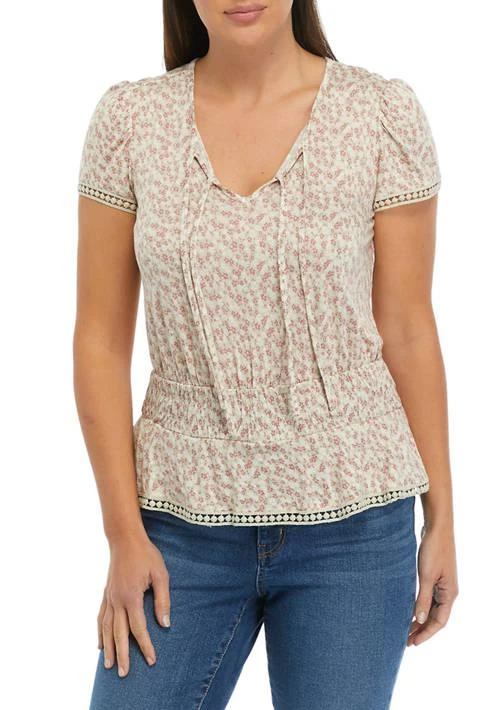 American Rag Rag Floral Tie Neck Top 1