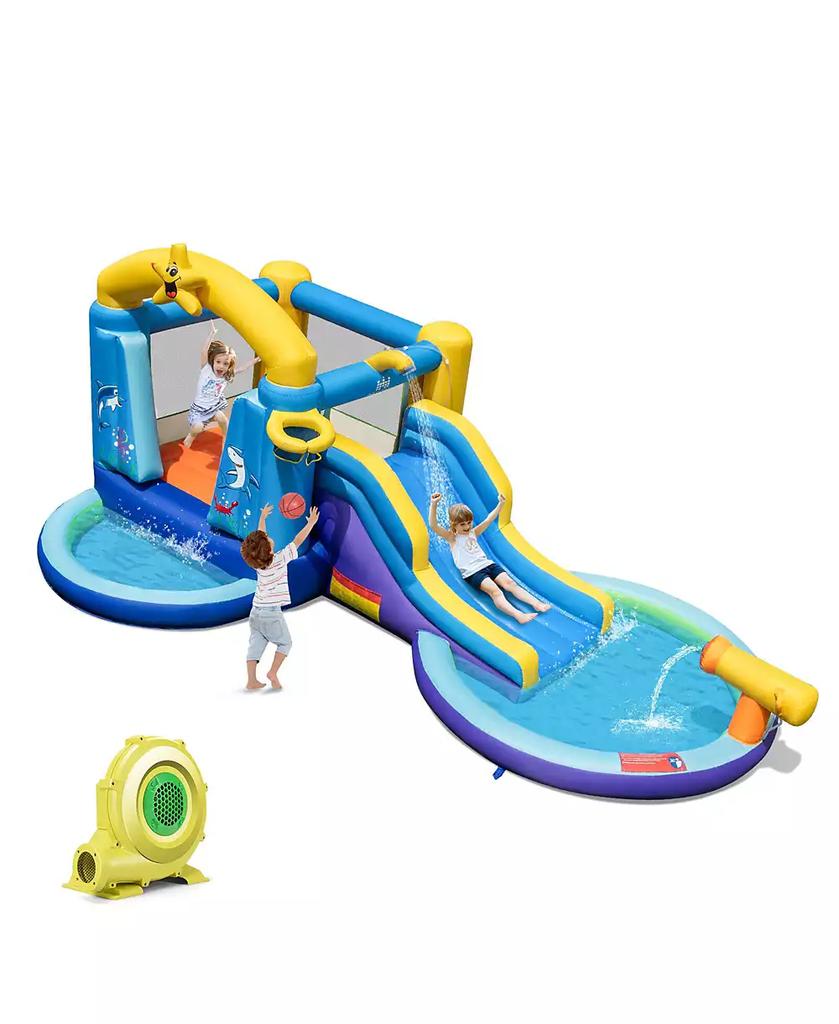 Gymax Kids Inflatable Water Slide Park Bounce Castle w/ 50 Ocean Balls 
735W Blower