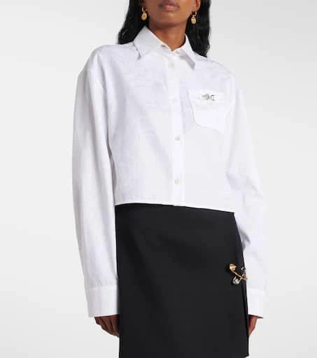 Versace Barocco jacquard cropped cotton shirt 5