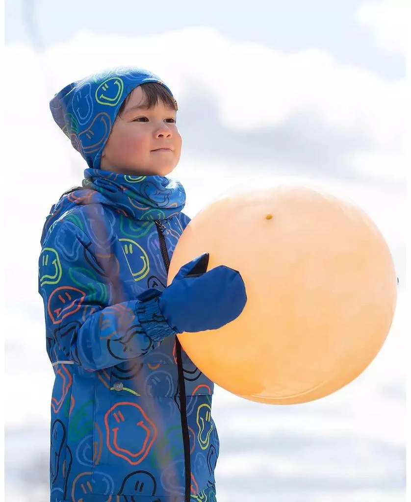 Deux par Deux Baby Boys Stretch Jersey Neck Tube Blue Printed Smileys 2