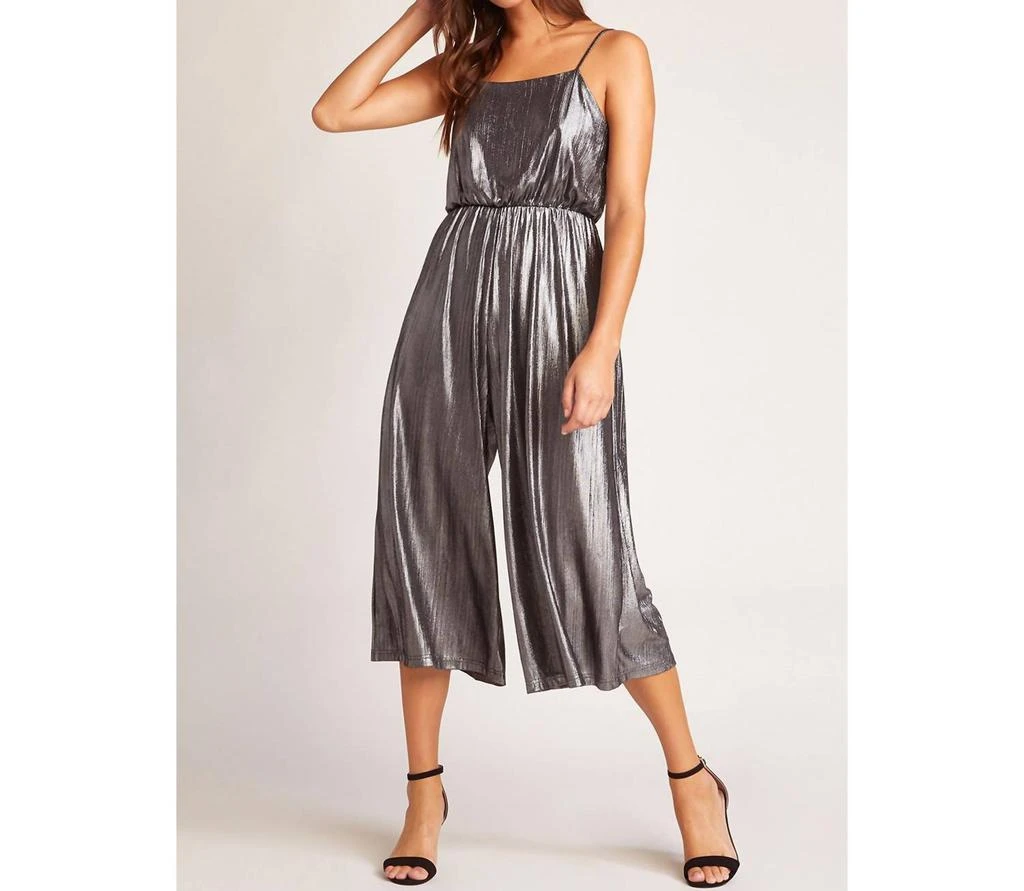 BB Dakota Shine On Metallic Jumpsuit In Silver Metallic 1