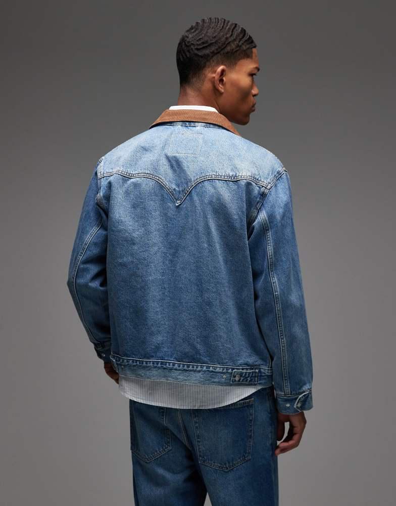 Shop Levi's western shorthorn denim trucker jacket in mid wash on